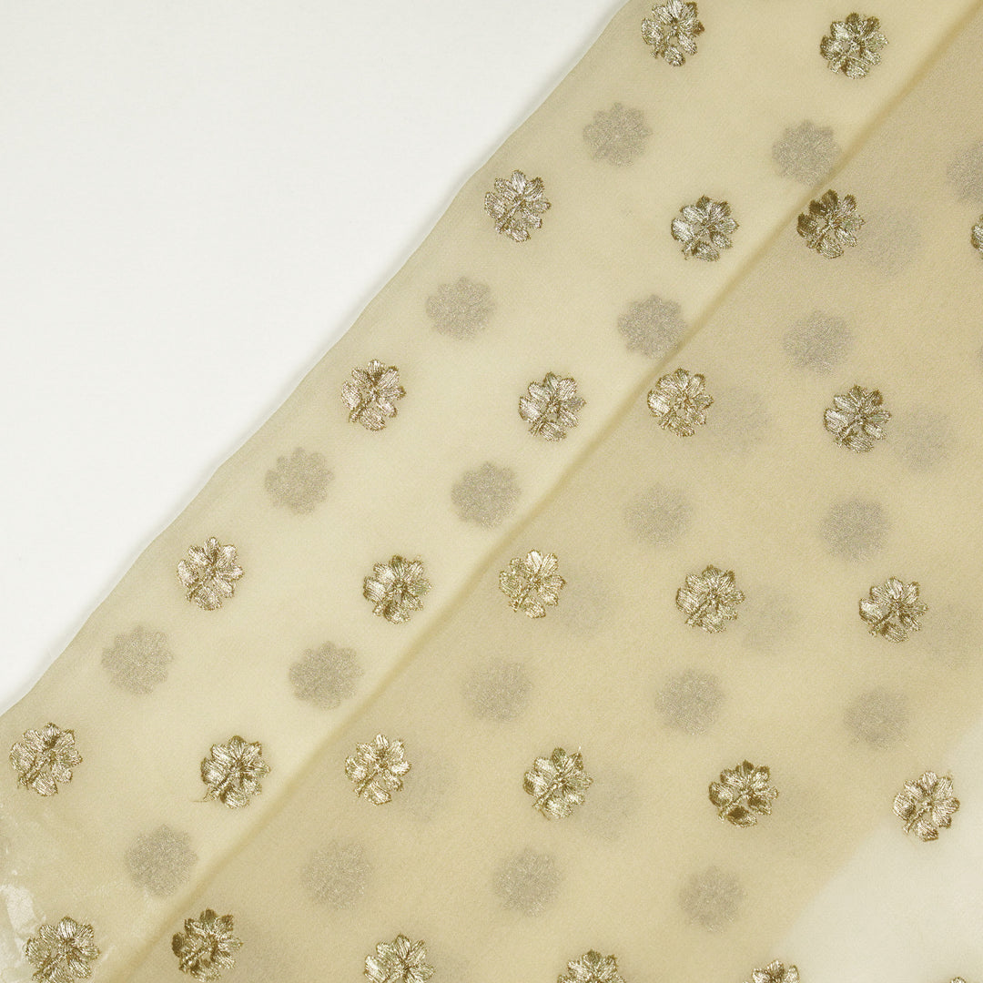 Luma Buti on Cream Semi Georgette Embroidered Fabric