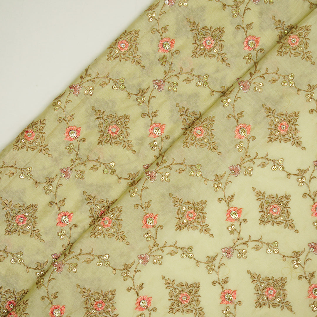 Mrunal Jaal on Cream Silk Chanderi Embroidered Fabric