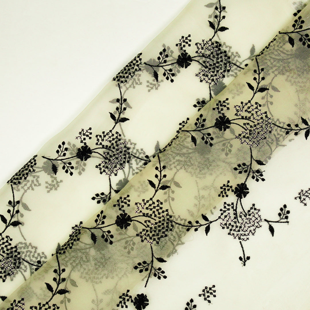 Nishika Jaal on Cream Silk Organza Embroidered Fabric