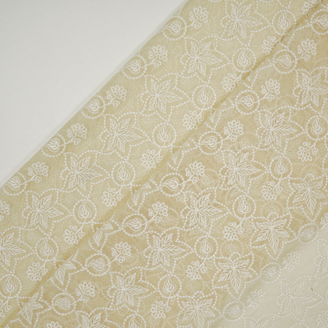 Ruchira Jaal on Cream Cotton Silk Embroidered Fabric