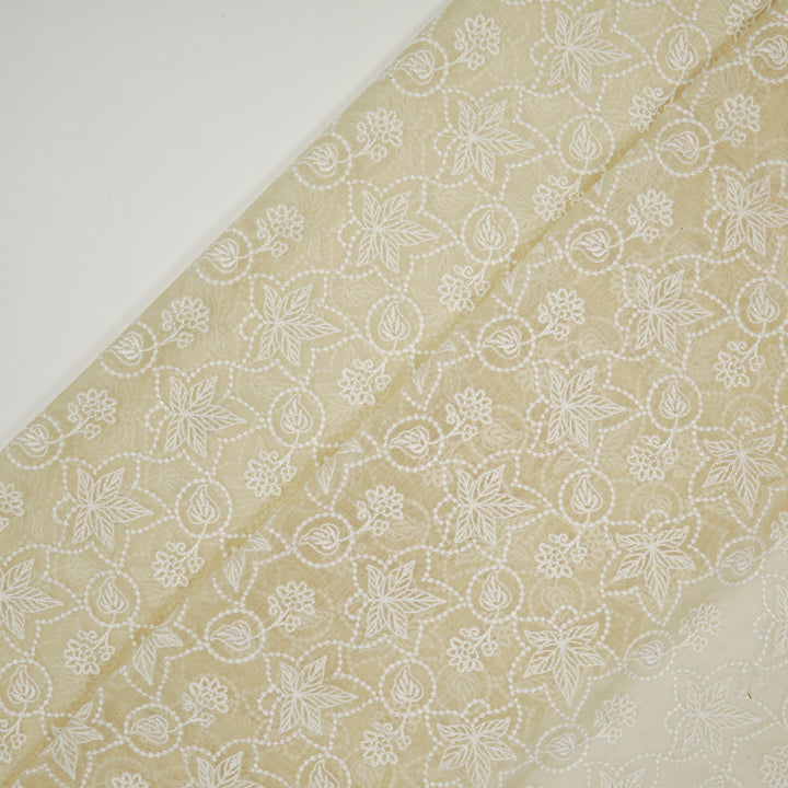 Ruchira Jaal on Cream Cotton Silk Embroidered Fabric