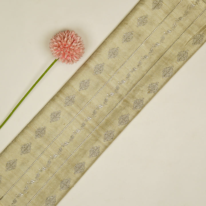 Akaar jaal on Cream Raw Silk Embroidered Fabric