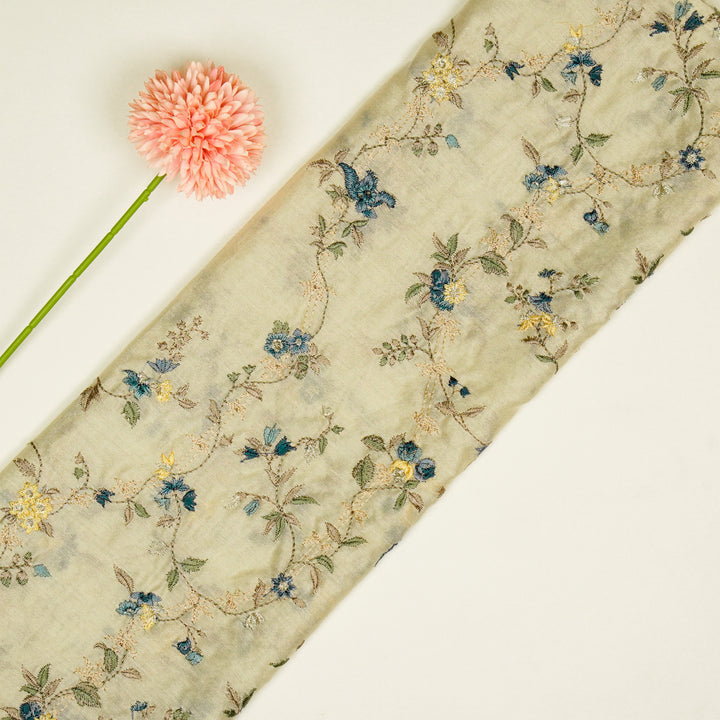 Ahlam Jaal on Cream Luxe Silk Chanderi Embroidered Fabric