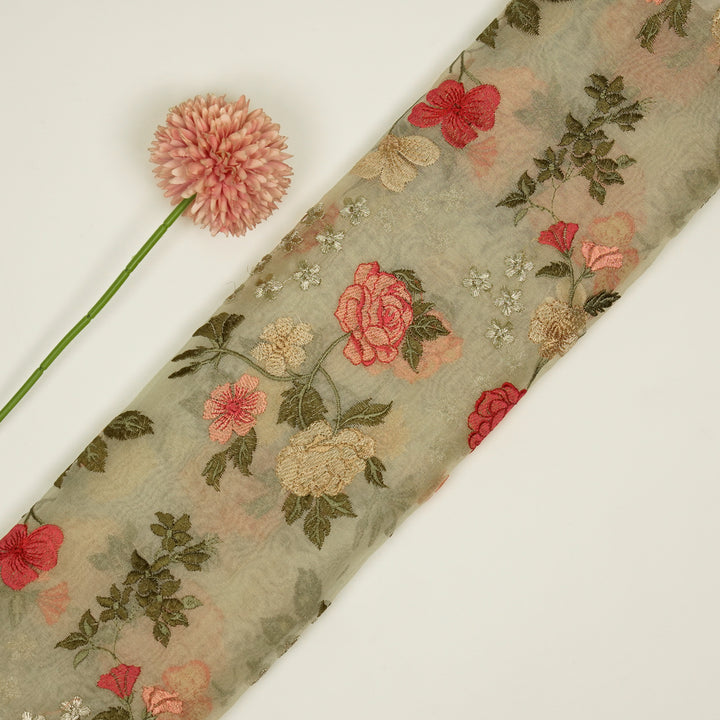 Anvitha Jaal on Cream Silk Organza Embroidered Fabric