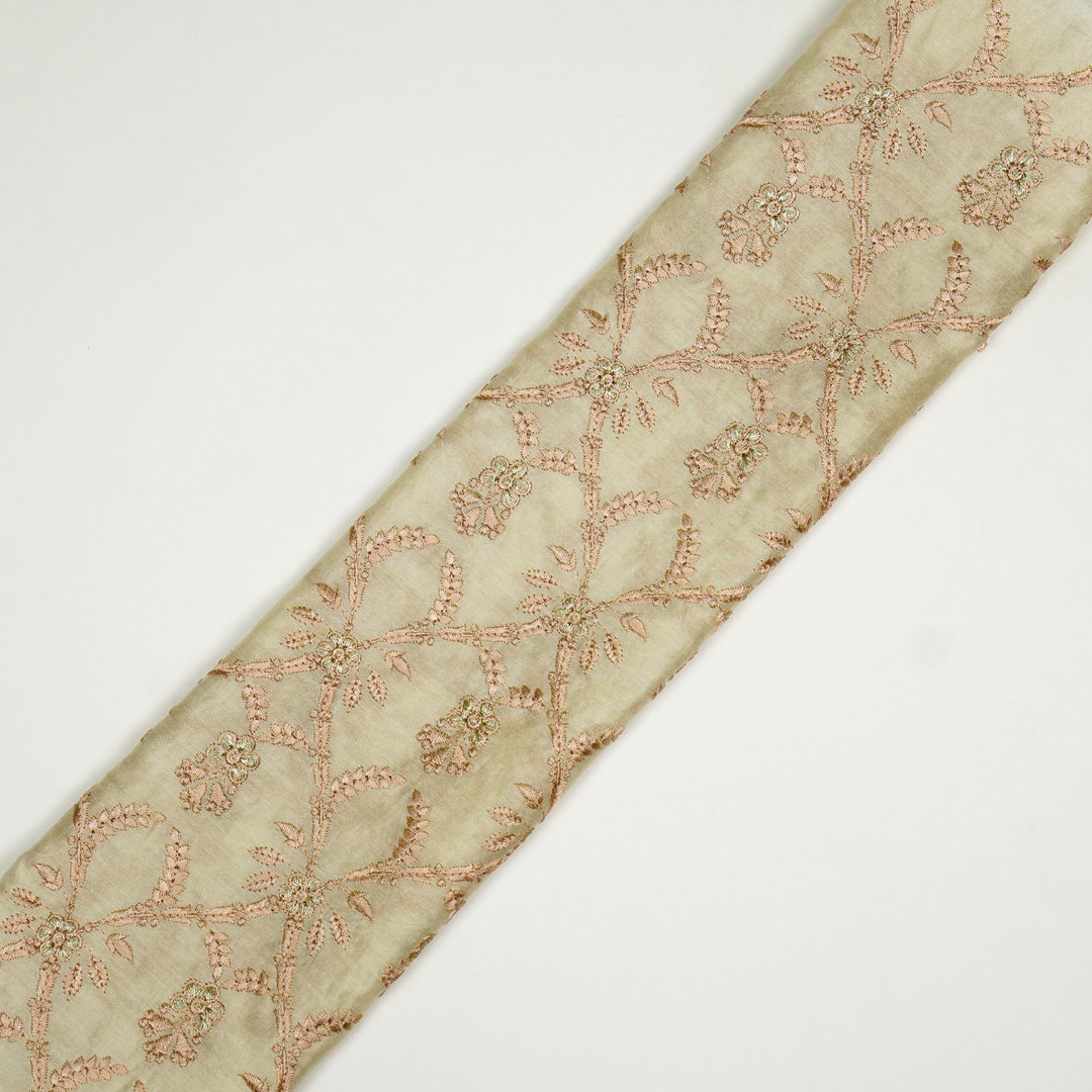 Trishika Jaal on Cream Silk Chanderi Embroidered Fabric