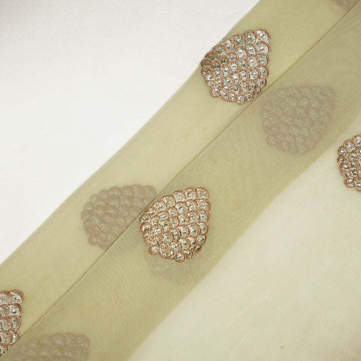 Mukta Buta on Cream Semi Georgette Embroidered Fabric