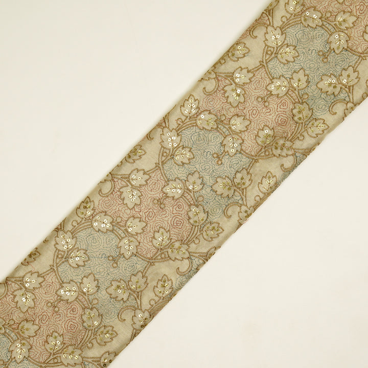 Kashida Jaal on Cream Luxe Silk Chanderi Embroidered Fabric