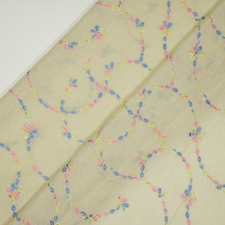 Ayla Jaal on Cream Cotton Linen Embroidered Fabric