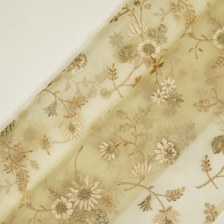 Komal Buta on Cream Silk Organza Embroidered Fabric