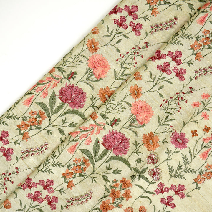 Mehvish Jaal on Cream Raw Silk Embroidered Fabric