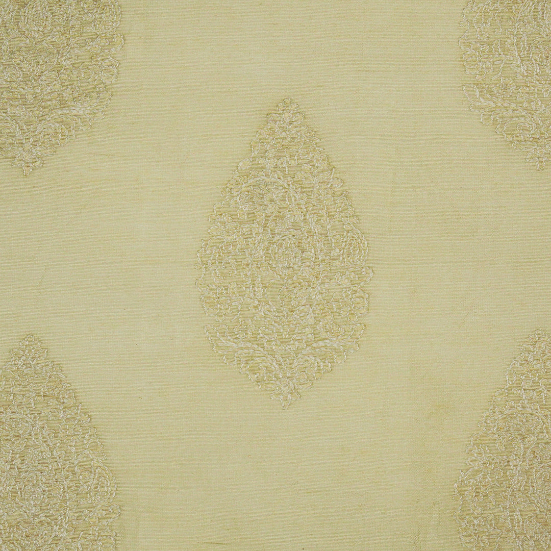 Meherza Buta on Cream Cotton Silk Embroidered Fabric