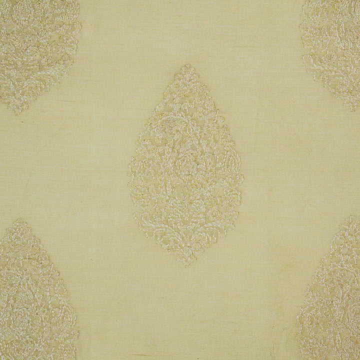 Meherza Buta on Cream Cotton Silk Embroidered Fabric