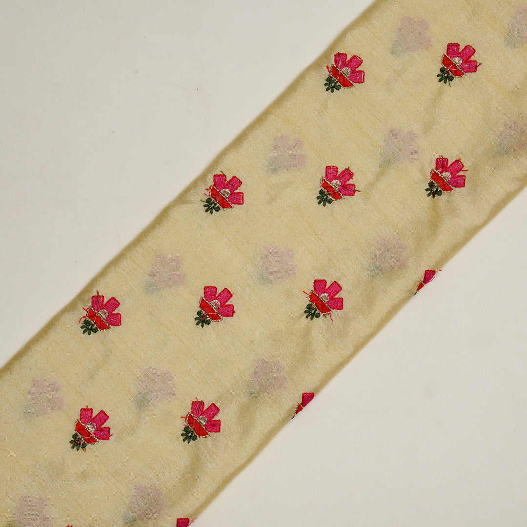 Trifla Buti on Cream Dola Silk Embroidered Fabric