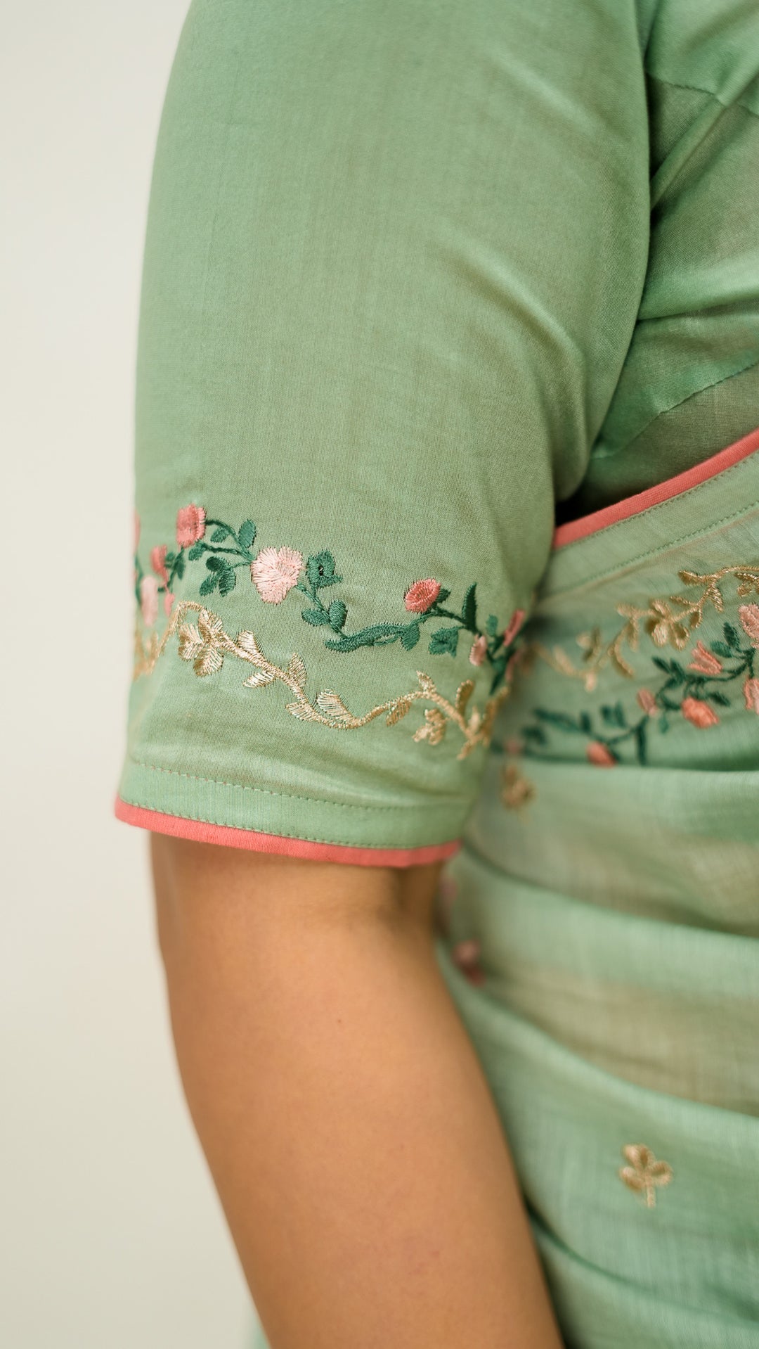 Neerangi Embroidered Saree on Light Teal Cotton Silk