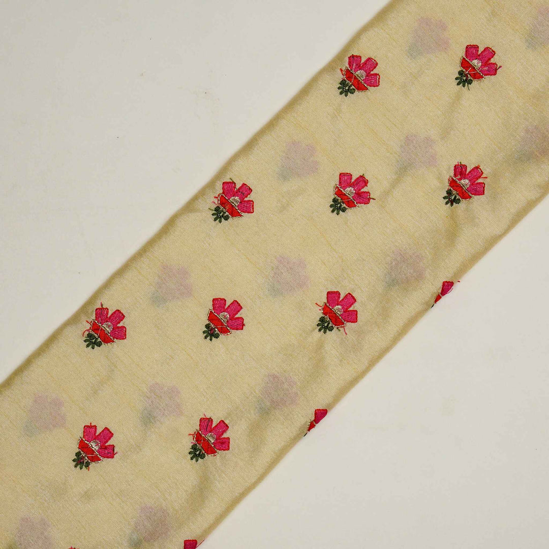 Trifla Buti on Cream Semi Raw Silk Embroidered Fabric