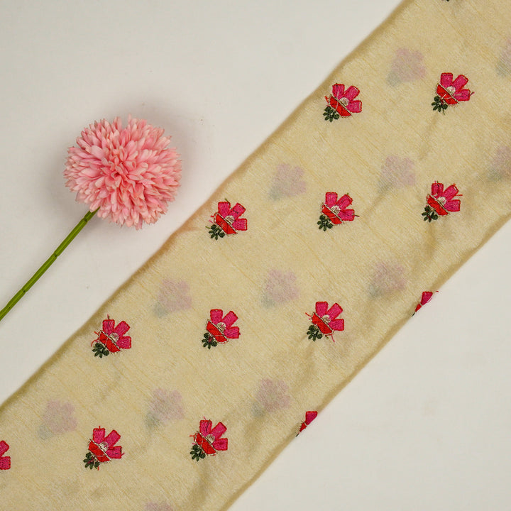 Trifla Buti on Cream Dola Silk Embroidered Fabric