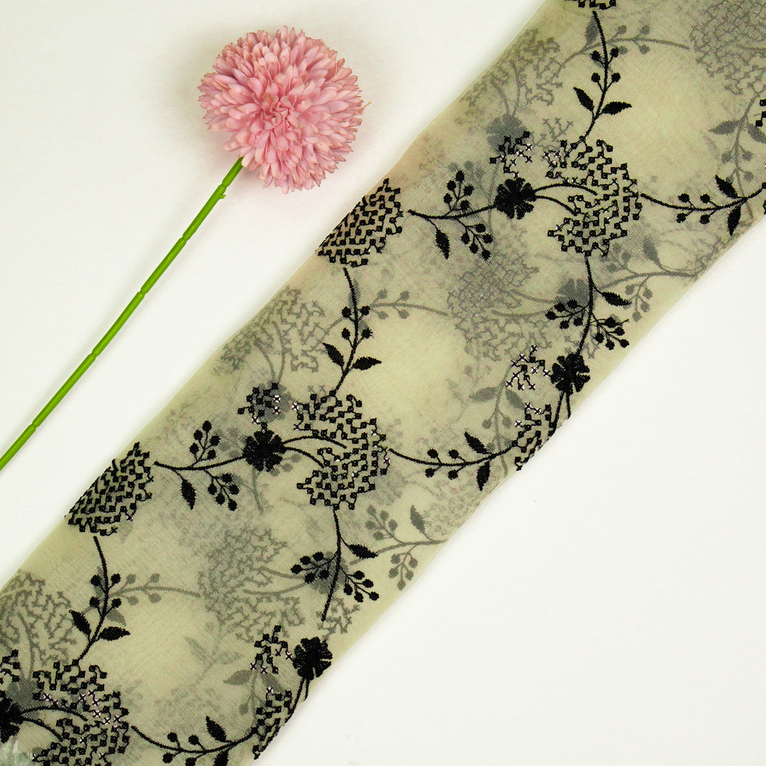 Nishika Jaal on Cream Silk Organza Embroidered Fabric