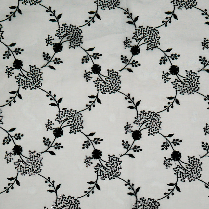 Nishika Jaal on Grey Silk Organza Embroidered Fabric