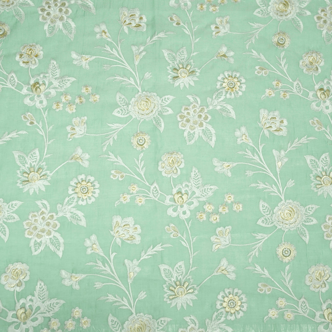 Sanchita Jaal on Mint Green Cotton Silk Embroidered Fabric