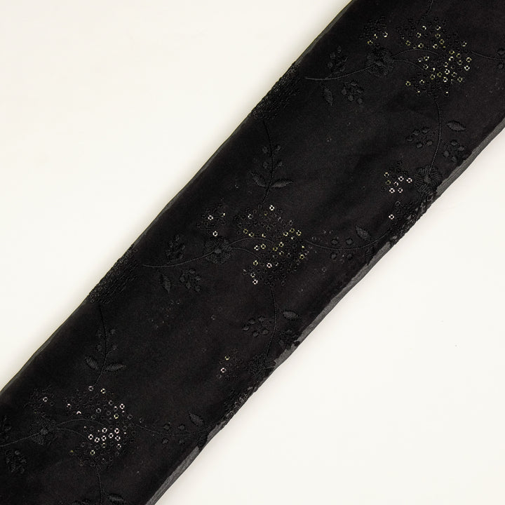 Nishika Jaal on Black Silk Organza Embroidered Fabric