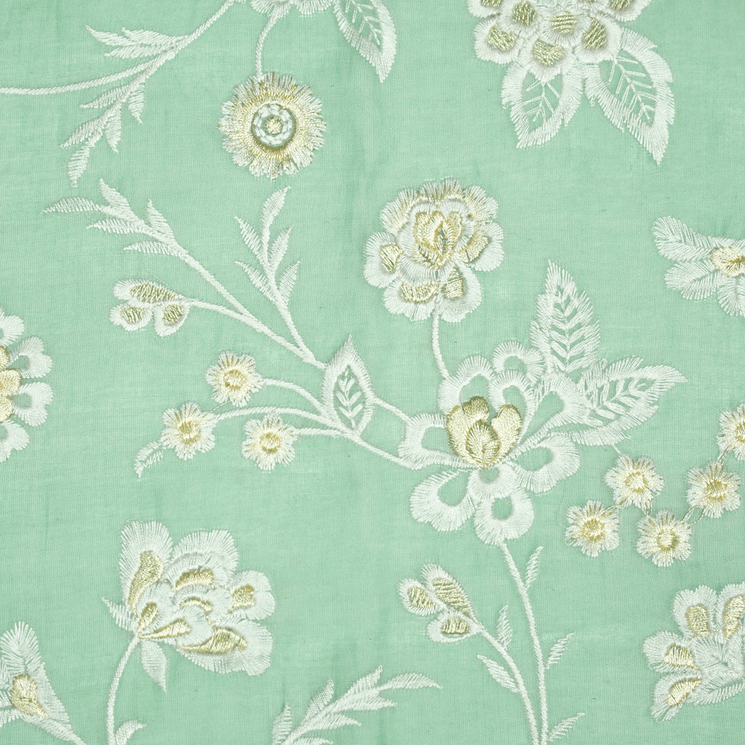 Sanchita Jaal on Mint Green Cotton Silk Embroidered Fabric