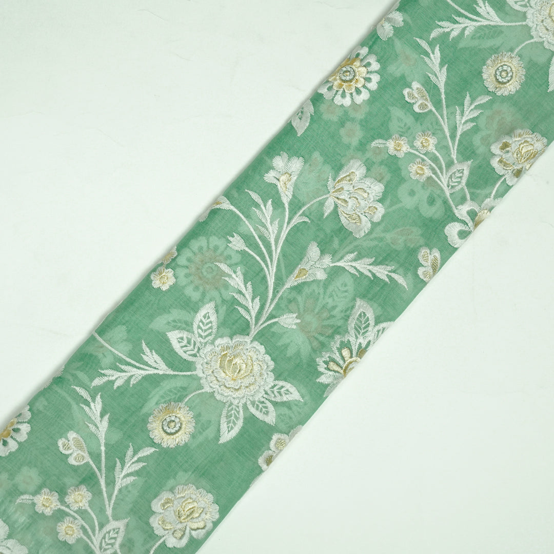 Sanchita Jaal on Mint Green Cotton Silk Embroidered Fabric