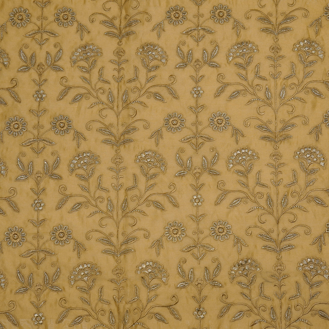 Barika Jaal on Almond Luxe Silk Chanderi Embroidered Fabric