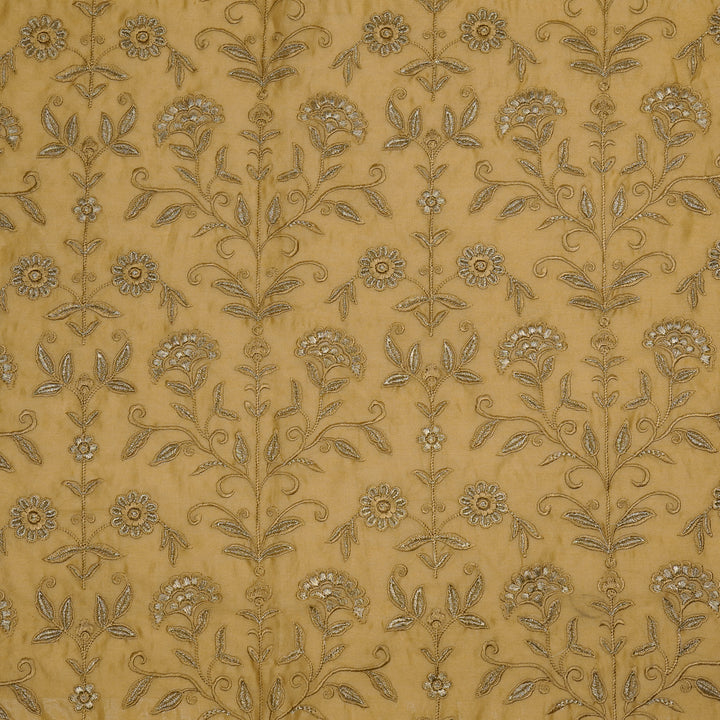 Barika Jaal on Almond Luxe Silk Chanderi Embroidered Fabric