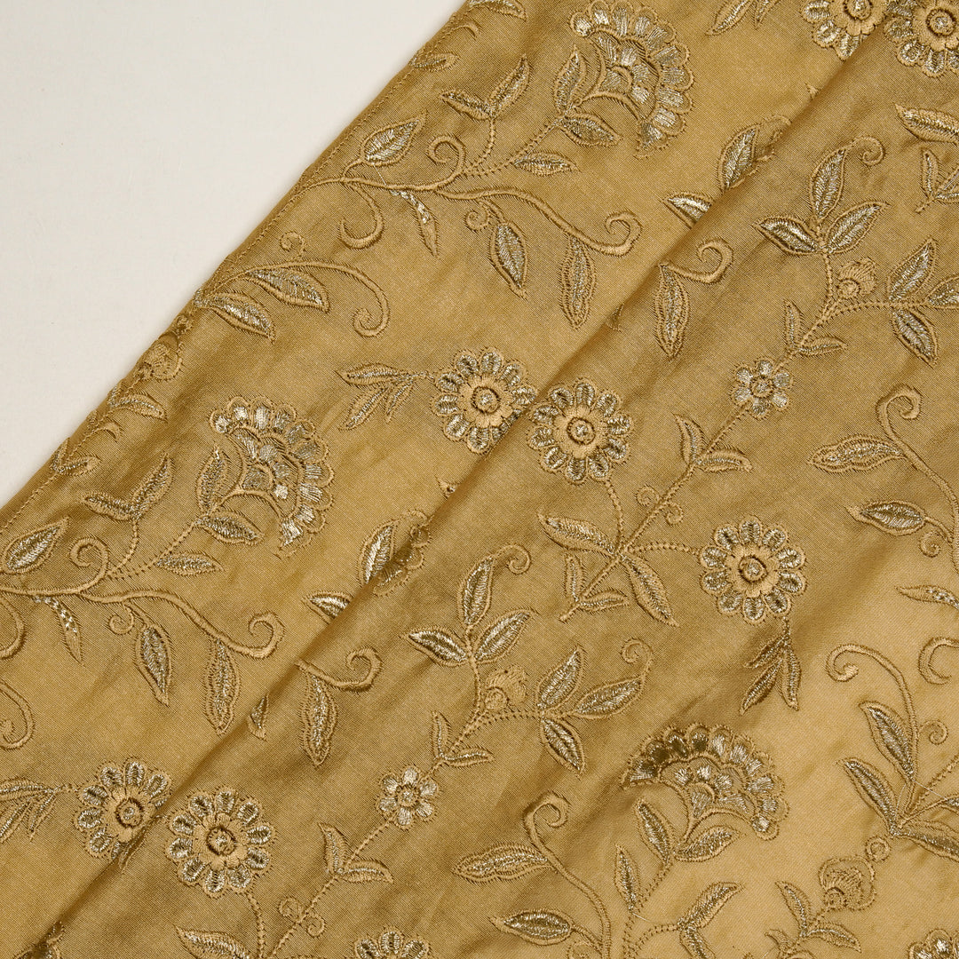 Barika Jaal on Almond Luxe Silk Chanderi Embroidered Fabric