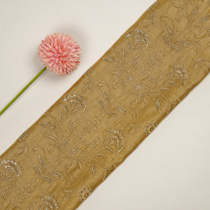 Barika Jaal on Almond Luxe Silk Chanderi Embroidered Fabric