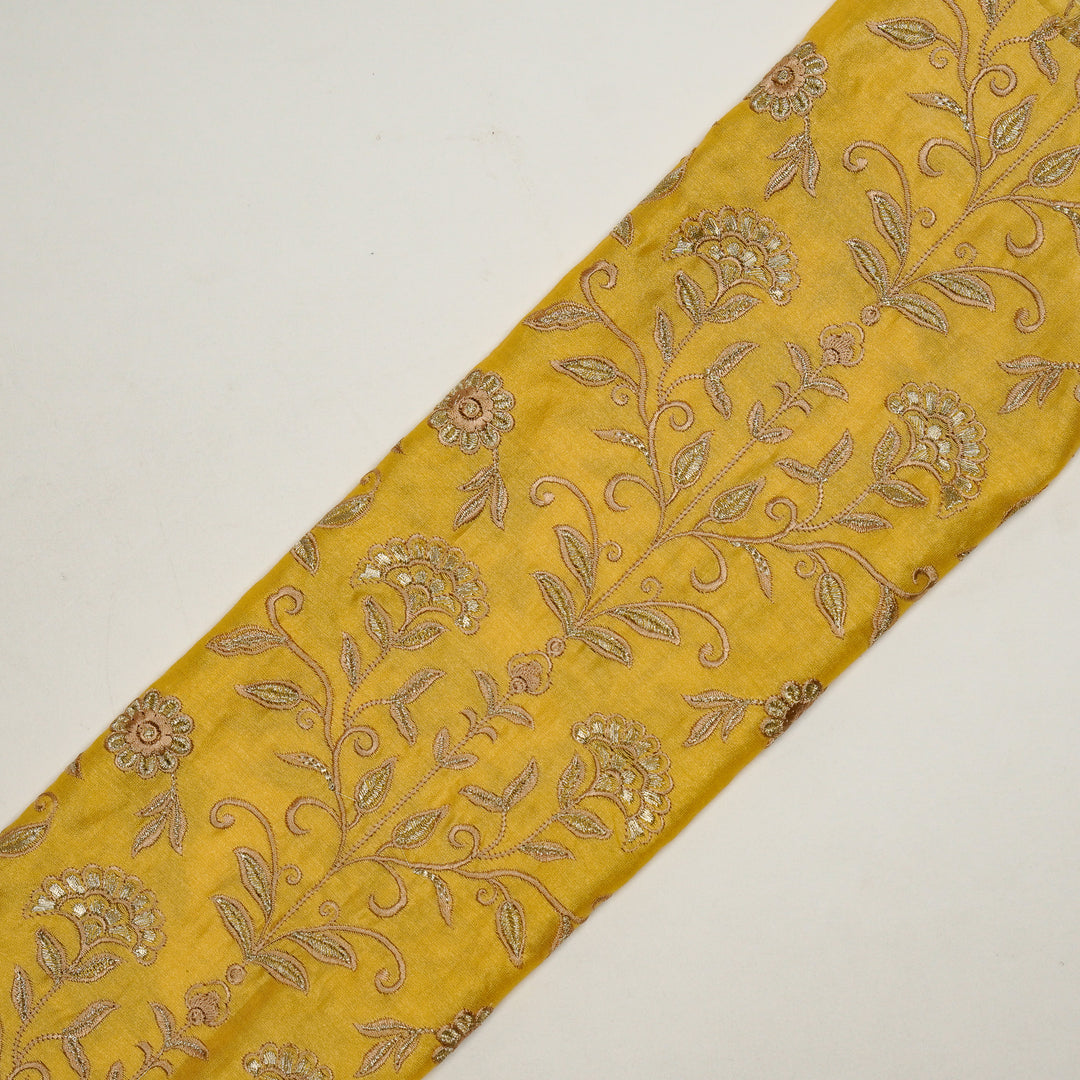 Barika Jaal on Gold Luxe Silk Chanderi Embroidered Fabric