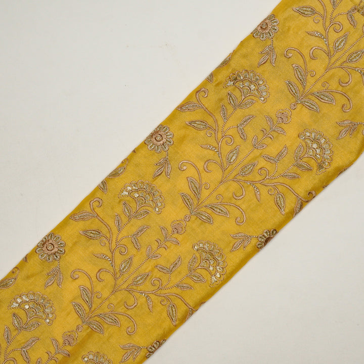 Barika Jaal on Gold Luxe Silk Chanderi Embroidered Fabric