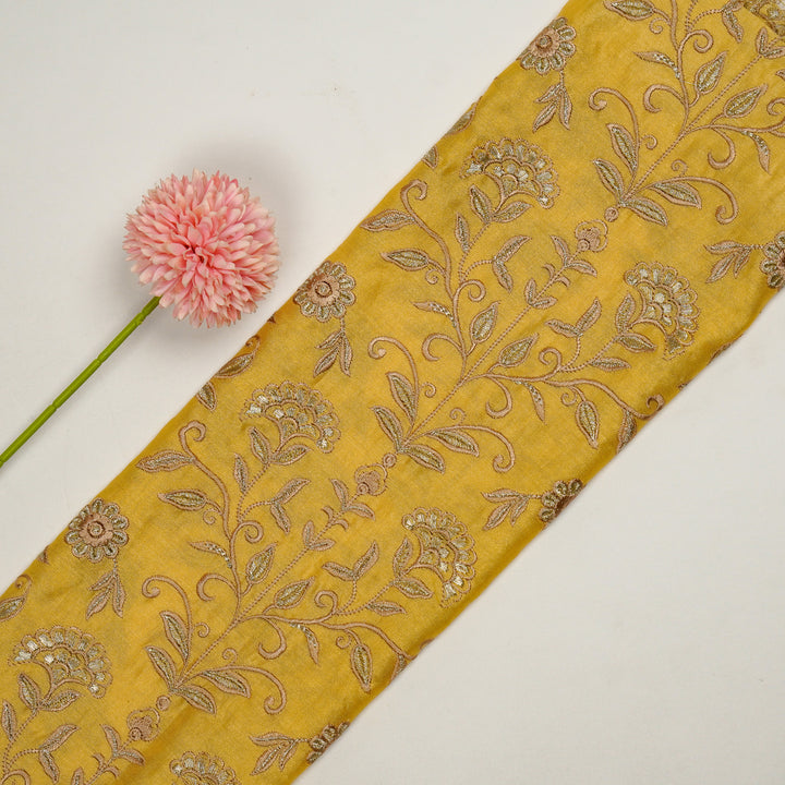 Barika Jaal on Gold Luxe Silk Chanderi Embroidered Fabric