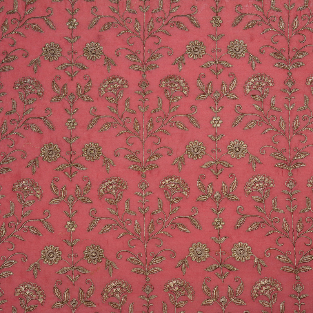 Barika Jaal on Dusky Fuxia Luxe Silk Chanderi Embroidered Fabric