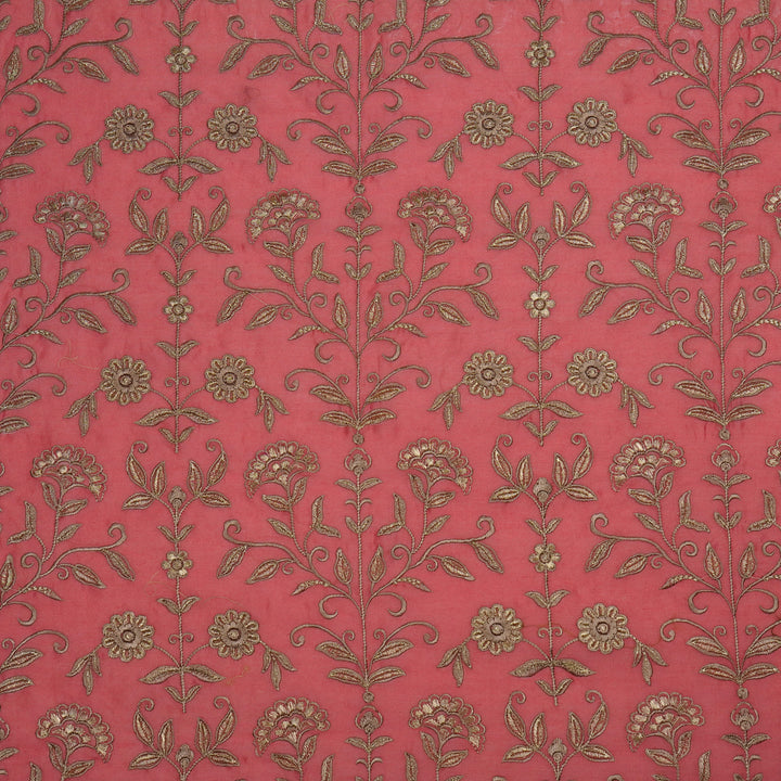 Barika Jaal on Dusky Fuxia Luxe Silk Chanderi Embroidered Fabric