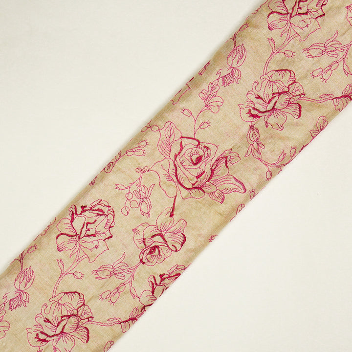 Gulika Jaal on Natural/Fuxia Munga Silk Embroidered Fabric