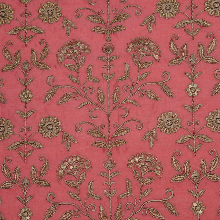 Barika Jaal on Dusky Fuxia Luxe Silk Chanderi Embroidered Fabric