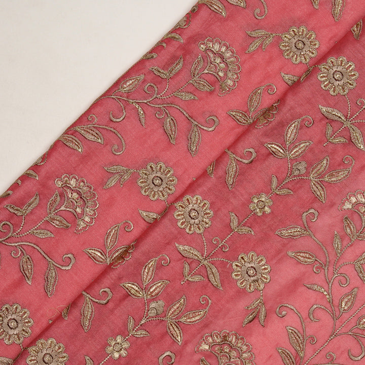 Barika Jaal on Dusky Fuxia Luxe Silk Chanderi Embroidered Fabric