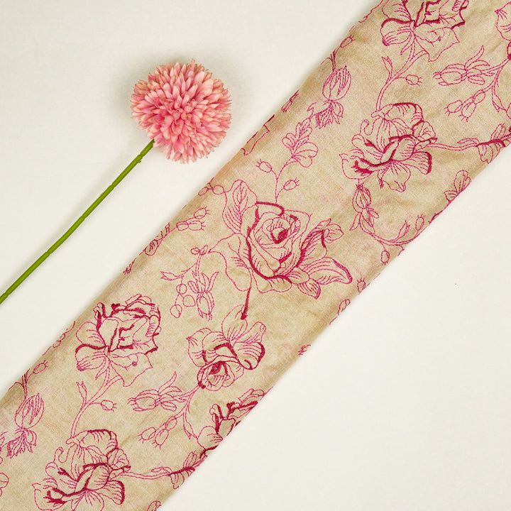 Gulika Jaal on Natural/Fuxia Munga Silk Embroidered Fabric