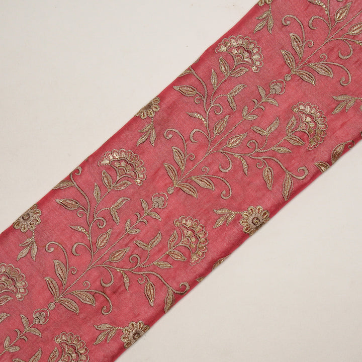 Barika Jaal on Dusky Fuxia Luxe Silk Chanderi Embroidered Fabric