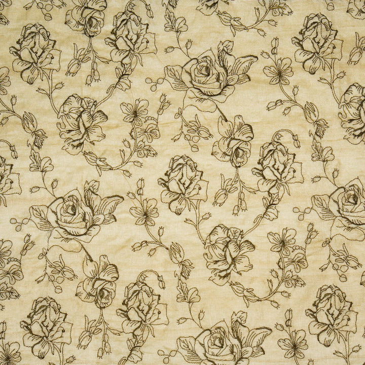 Gulika Jaal on Natural/Olive Munga Silk Embroidered Fabric