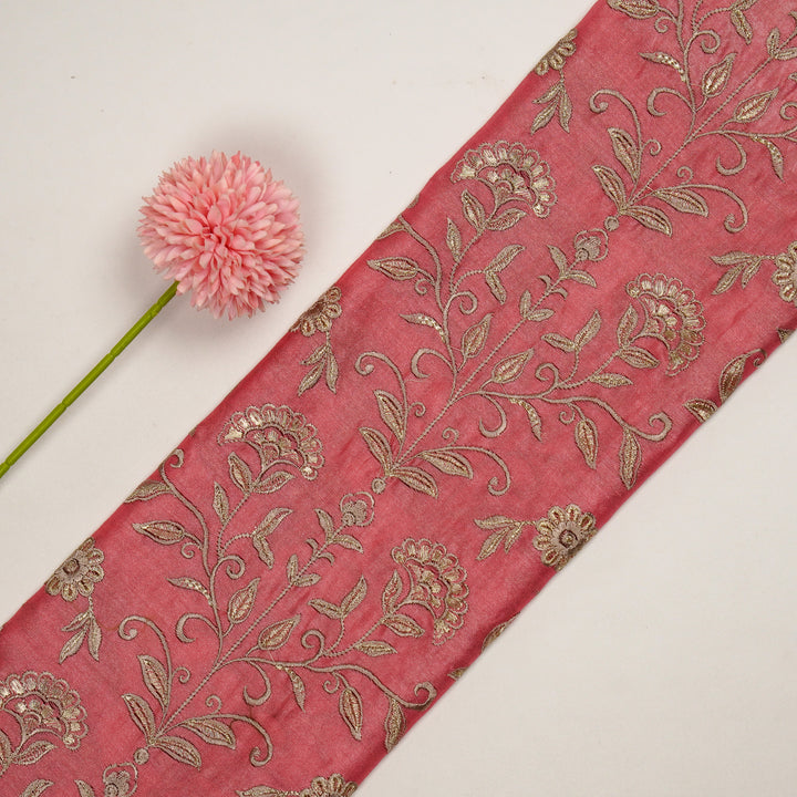 Barika Jaal on Dusky Fuxia Luxe Silk Chanderi Embroidered Fabric