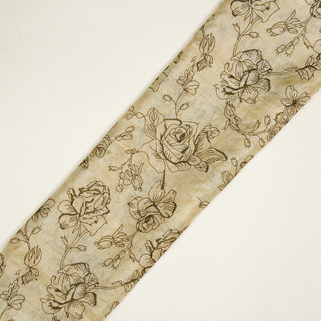 Gulika Jaal on Natural/Olive Munga Silk Embroidered Fabric