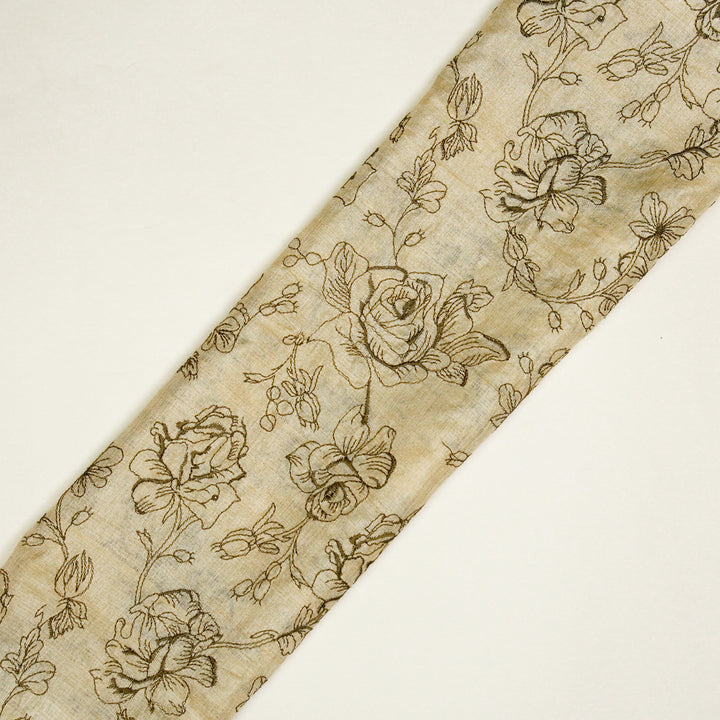 Gulika Jaal on Natural/Olive Munga Silk Embroidered Fabric