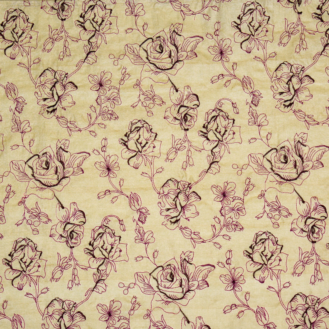 Gulika Jaal on Natural/Purple Munga Silk Embroidered Fabric