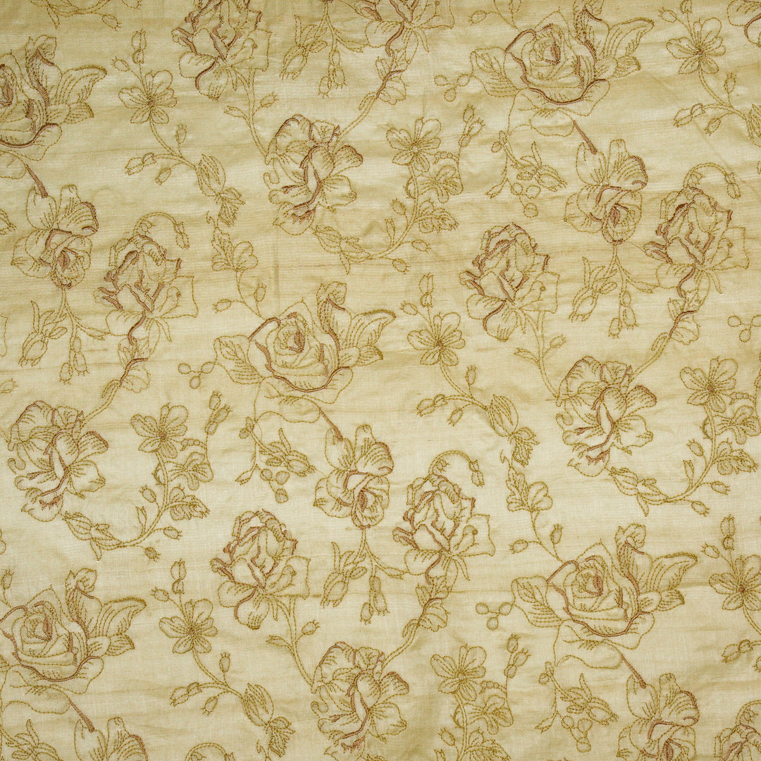 Gulika Jaal on Natural/Beige Munga Silk Embroidered Fabric