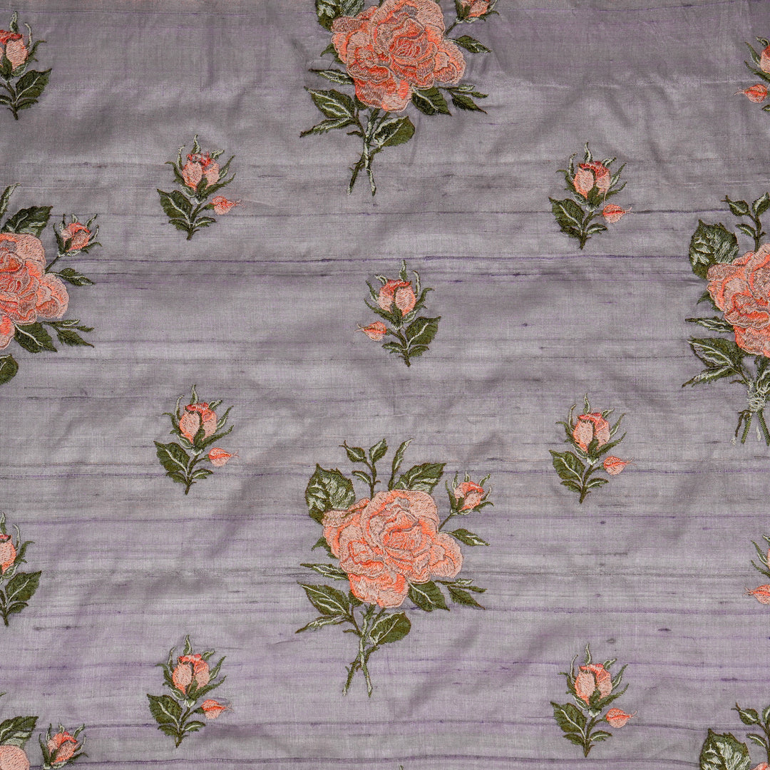 Samreen Buta on Mauve Tussar Silk Embroidered Fabric