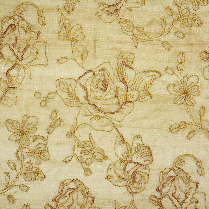 Gulika Jaal on Natural/Beige Munga Silk Embroidered Fabric