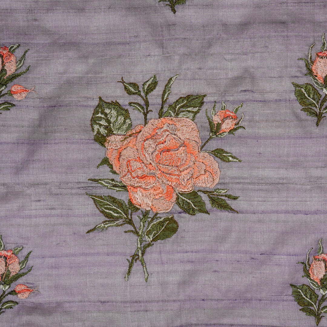 Samreen Buta on Mauve Tussar Silk Embroidered Fabric