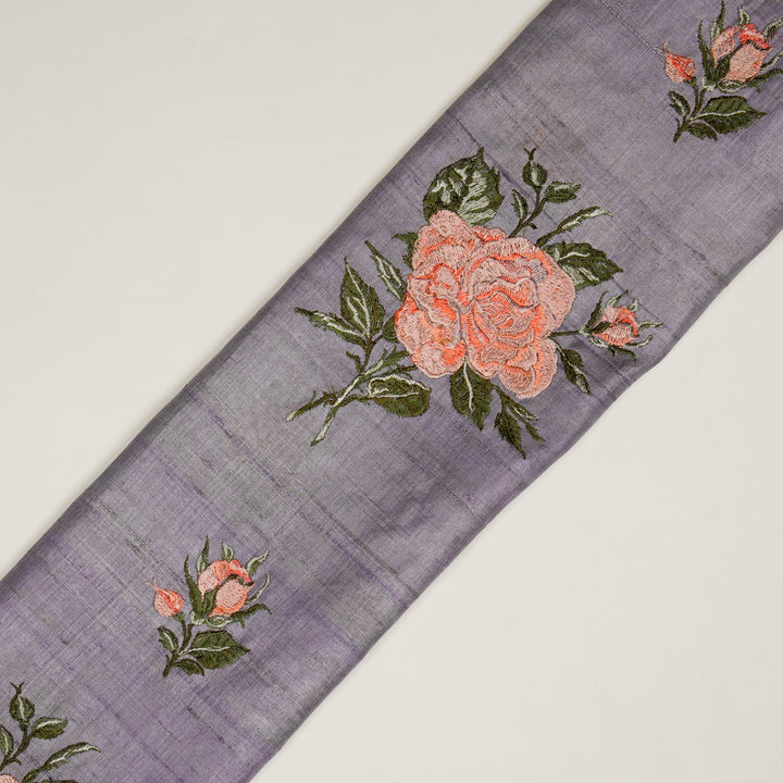 Samreen Buta on Mauve Tussar Silk Embroidered Fabric